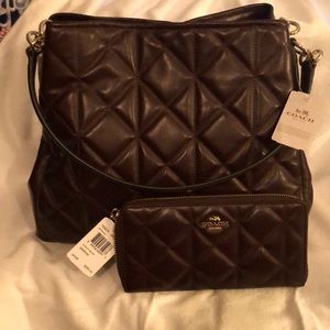 Coach Quilted Leather Bag Matching Wallet Oxblood